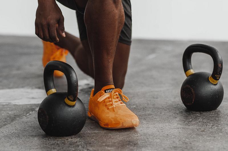 Nobull Neon Orange Camo Men's Trainers Orange | USA J1489P